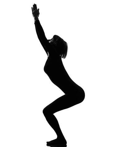 Chair Pose, Utkatasana, as a counter pose to Wide Leg Forward Bend