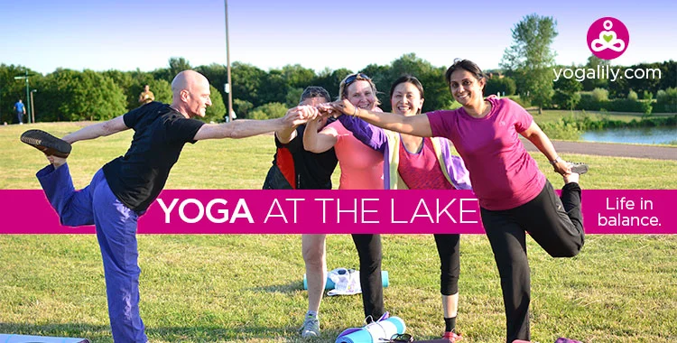 Yoga class at Furzton Lake with yogalily.com